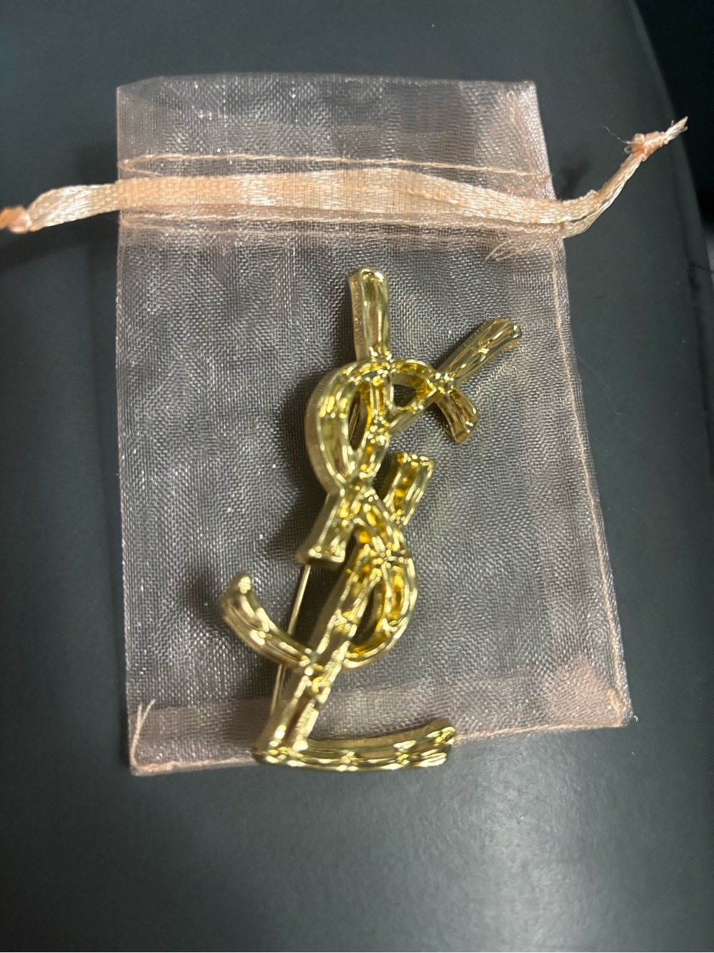 Yves Saint Laurent Gold-Tone Monogram Hair Pin